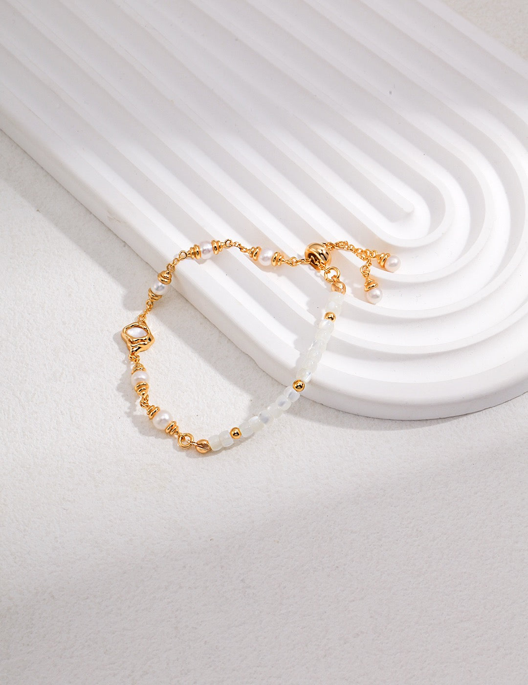 FLUIDE-Sterling Silver Mother-of-Pearl Bracelet