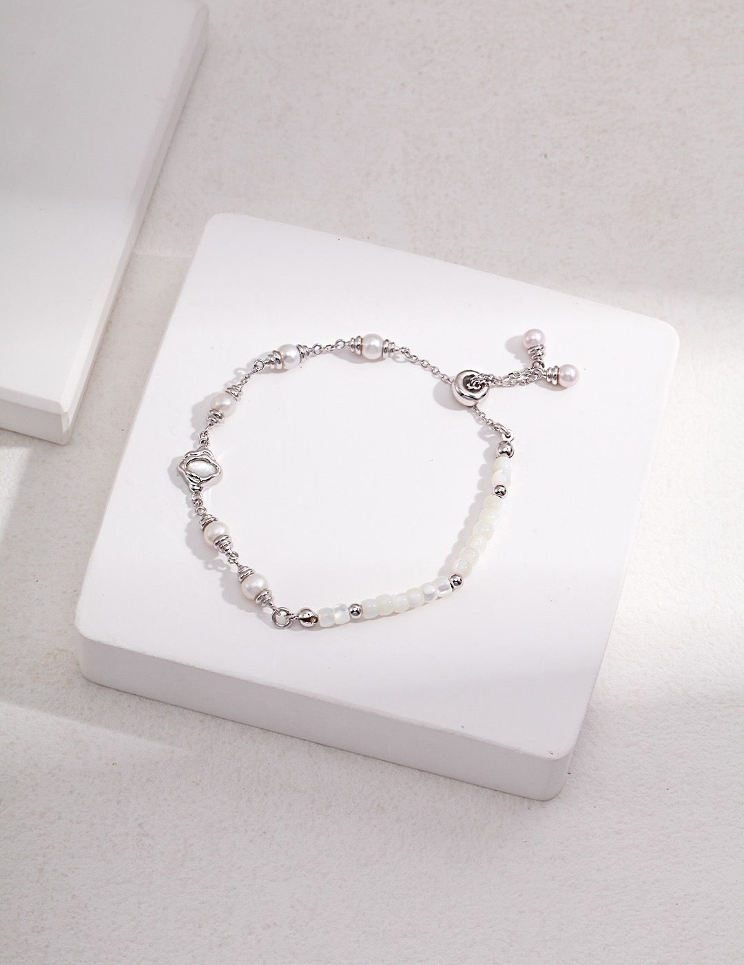 FLUIDE-Sterling Silver Mother-of-Pearl Bracelet