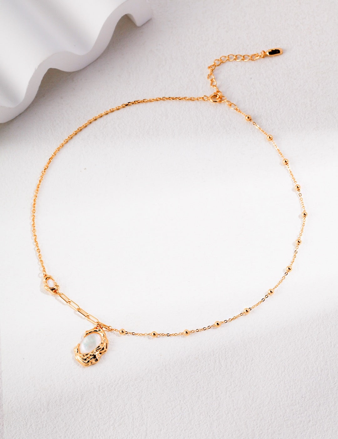 FLUIDE-Silver Mother-of-pearl Necklace(Option 2)