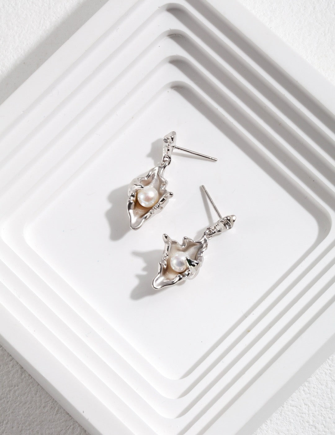 Auralume-Sterling Silver Pearl Earrings