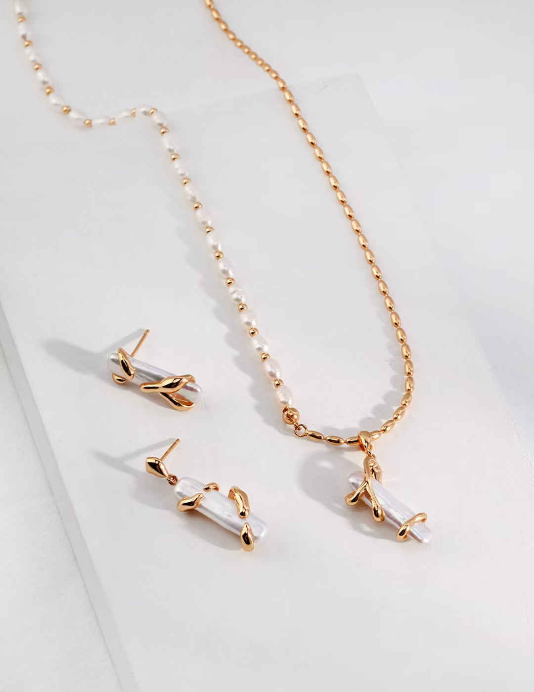 Baroque Pearl Collection-Sterliing Silver Baroque Pearl Necklace(1)
