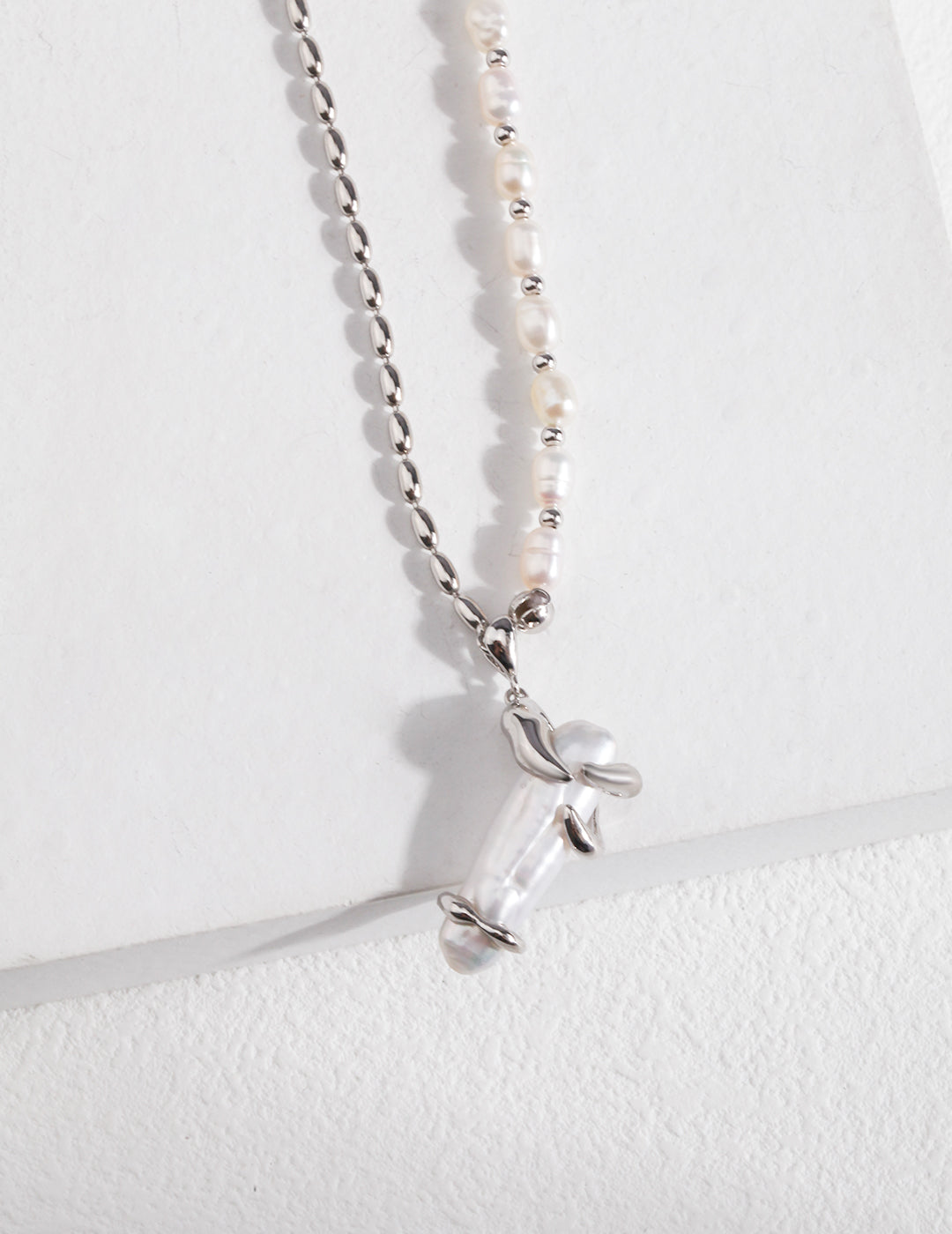 Baroque Pearl Collection-Sterliing Silver Baroque Pearl Necklace(2)