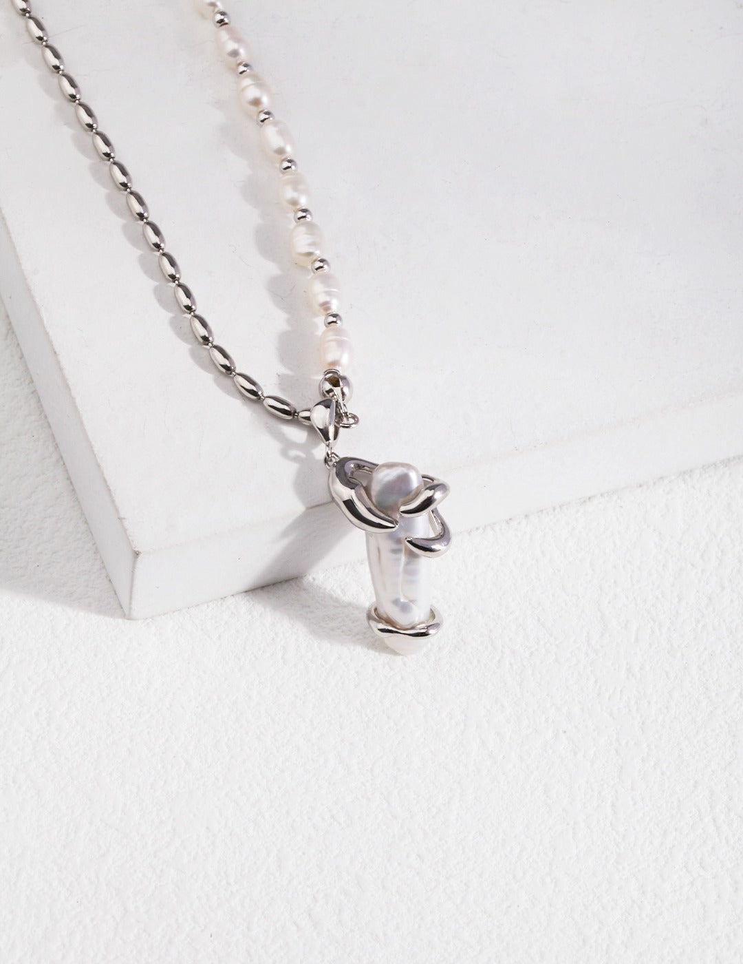 Baroque Pearl Collection-Sterliing Silver Baroque Pearl Necklace(2)