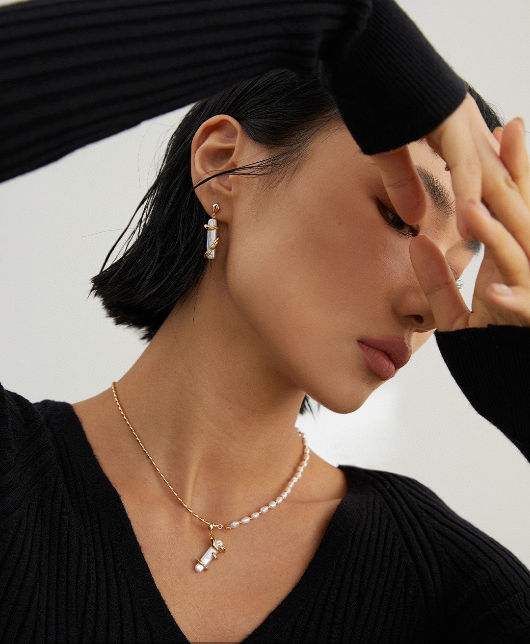 Baroque Pearl Collection-Sterliing Silver Baroque Pearl Necklace(2)