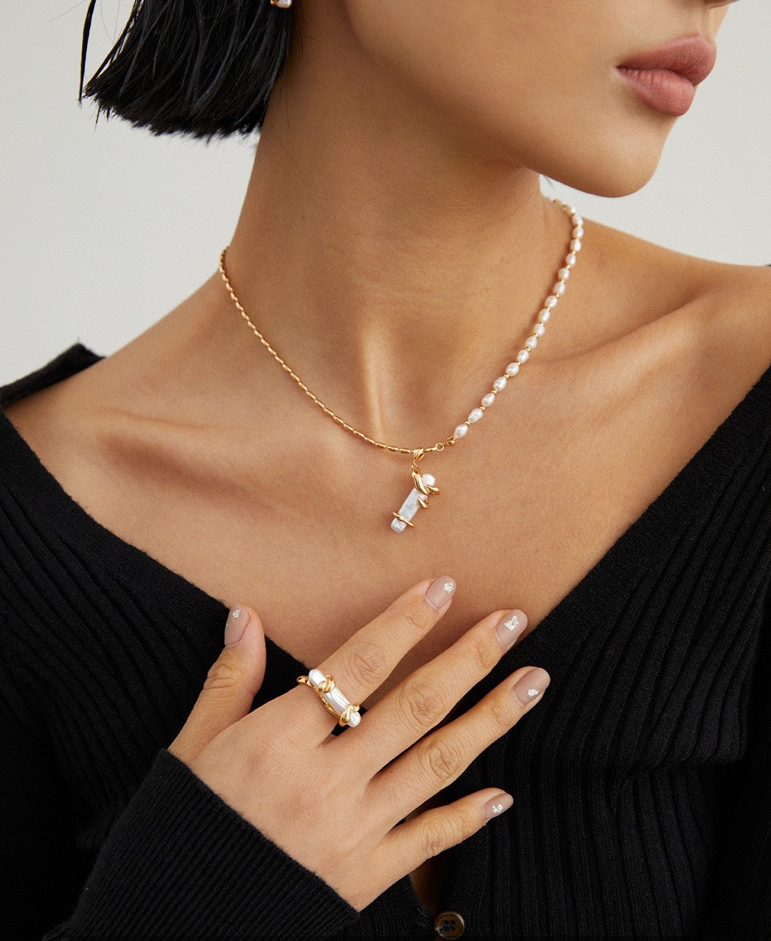 Baroque Pearl Collection-Sterliing Silver Baroque Pearl Necklace(2)