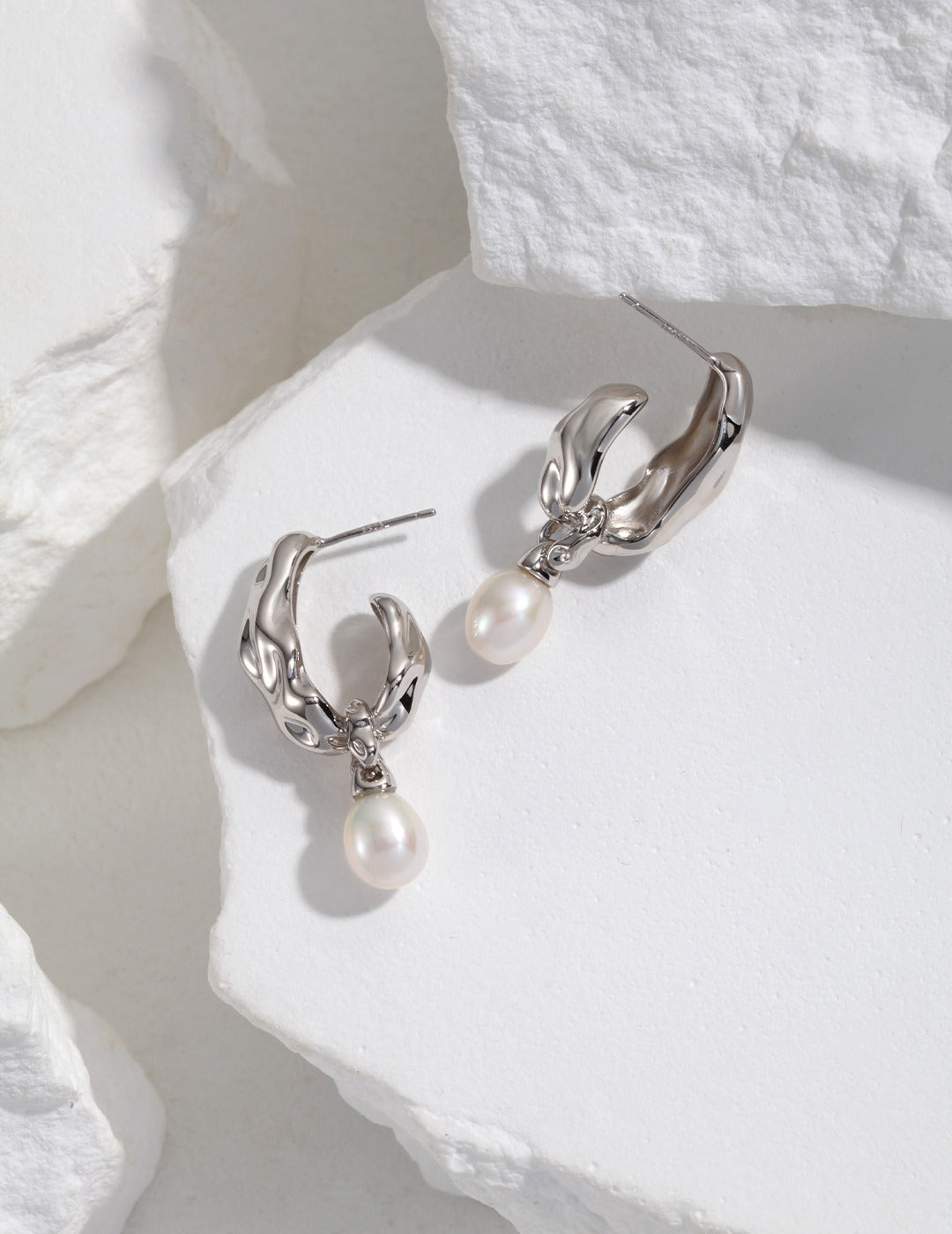 Scarf-Sterling Silver Pearl Earrings