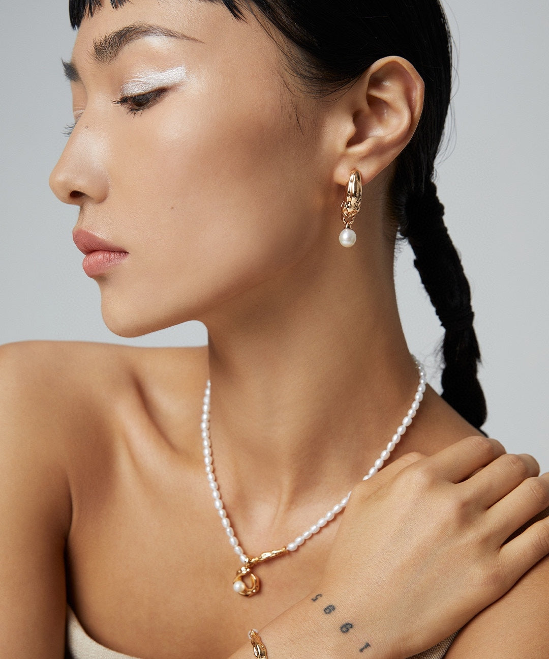 Scarf-Sterling Silver Pearl Necklace