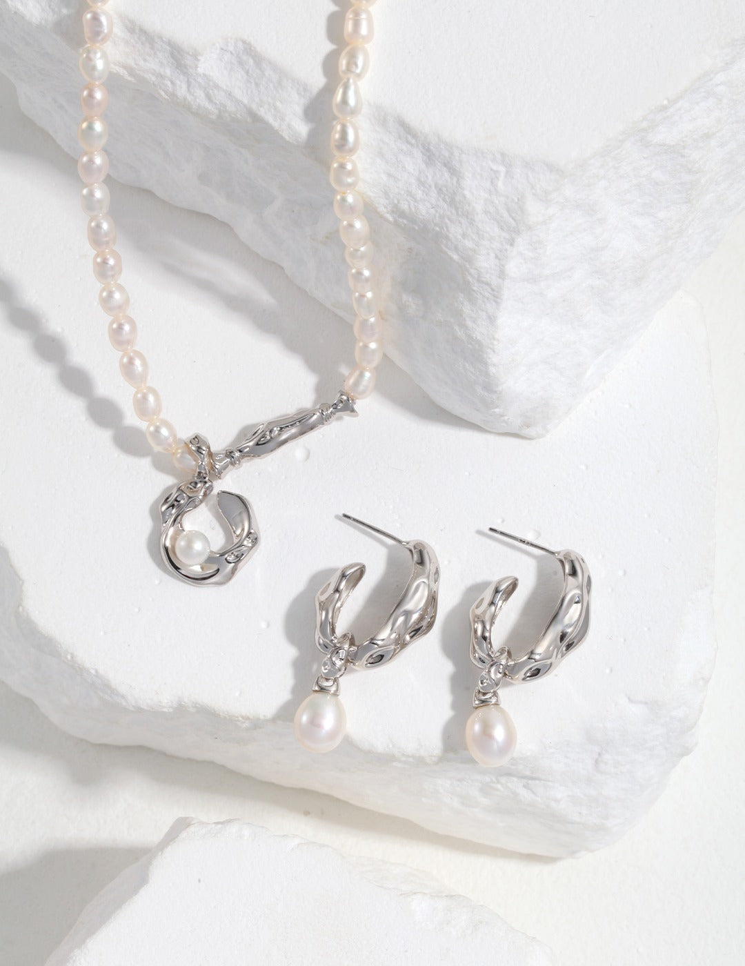 Scarf-Sterling Silver Pearl Necklace