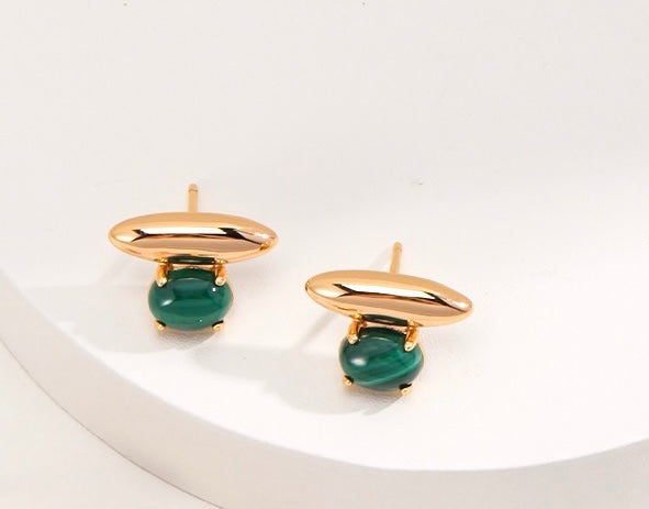 DEEP CALM - Sterling Silver Malachite Earrings