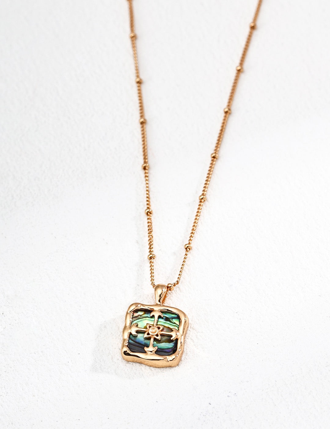 Vintage Iridescent Shell Necklace-Sterling Silver
