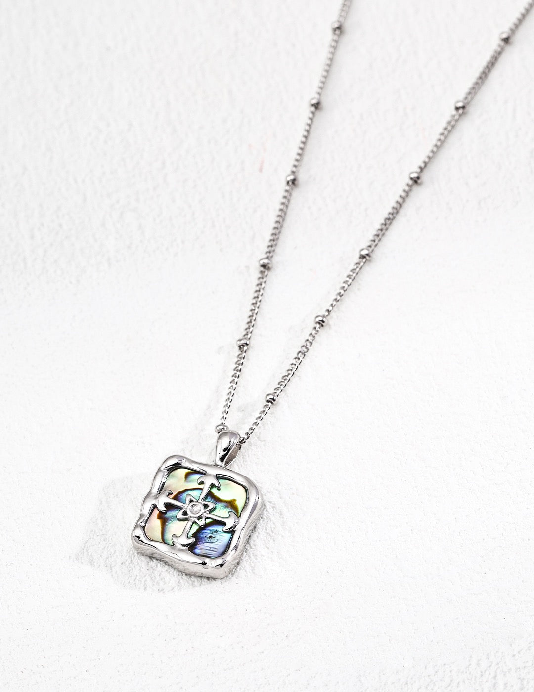 Vintage Iridescent Shell Necklace-Sterling Silver