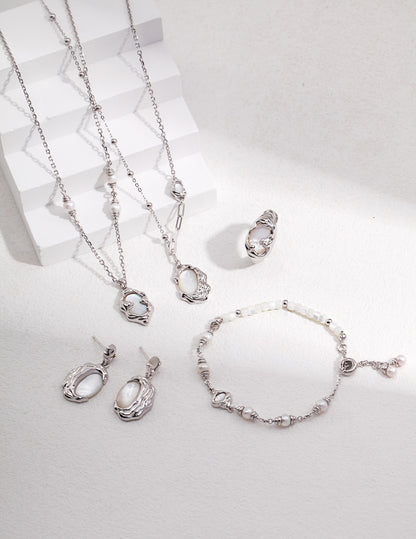 FLUIDE-Sterling Silver Mother-of-Pearl Bracelet