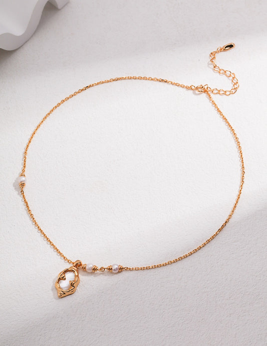 FLUIDE-Silver Mother-of-pearl Necklace （Option 1）
