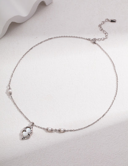 FLUIDE-Silver Mother-of-pearl Necklace （Option 1）