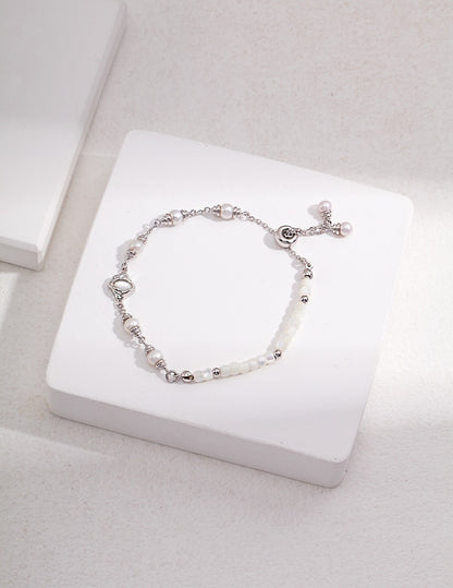 FLUIDE-Sterling Silver Mother-of-Pearl Bracelet