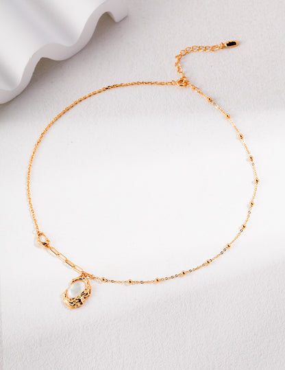FLUIDE-Silver Mother-of-pearl Necklace(Option 2)