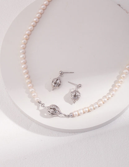 Wild Bloom-Sterling Silver Pearl Earrings