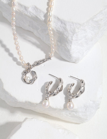 Scarf-Sterling Silver Pearl Earrings