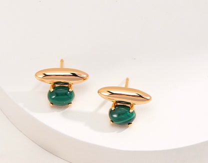 DEEP CALM - Sterling Silver Malachite Earrings