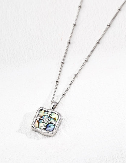Vintage Iridescent Shell Necklace-Sterling Silver